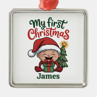 Custom Name Baby’s First Christmas Ornament Aus Metall