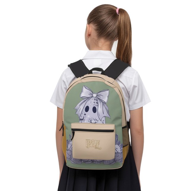 Custom Name Back to School Cute Ghost Bedruckter Rucksack (Von Creator hochgeladen)