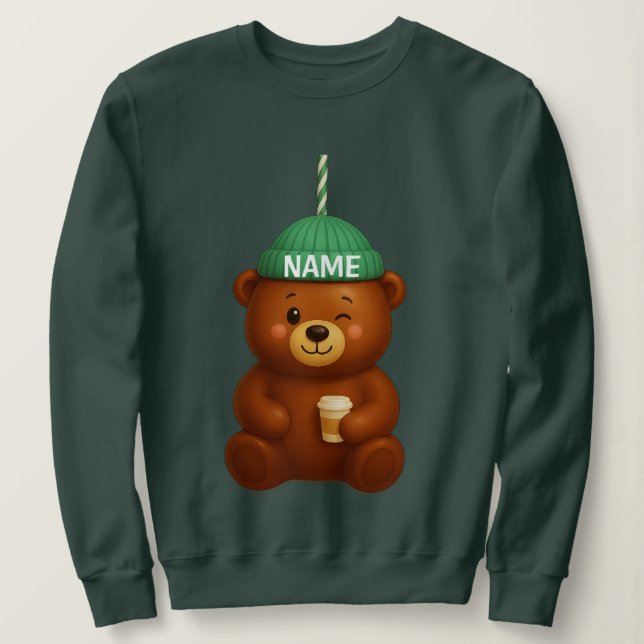 Custom Name Bearista | Personalized Barista Bear | Sweatshirt (Design vorne)