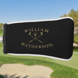 Custom Name Black And Gold Golf Clubs  Headcover