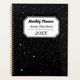Custom Name Black & White Checkered Planner Planer