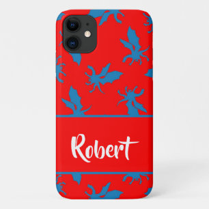 Custom name blue dragons on red Case-Mate iPhone hülle