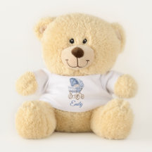 Custom Name Blue Toile Baby Carriage