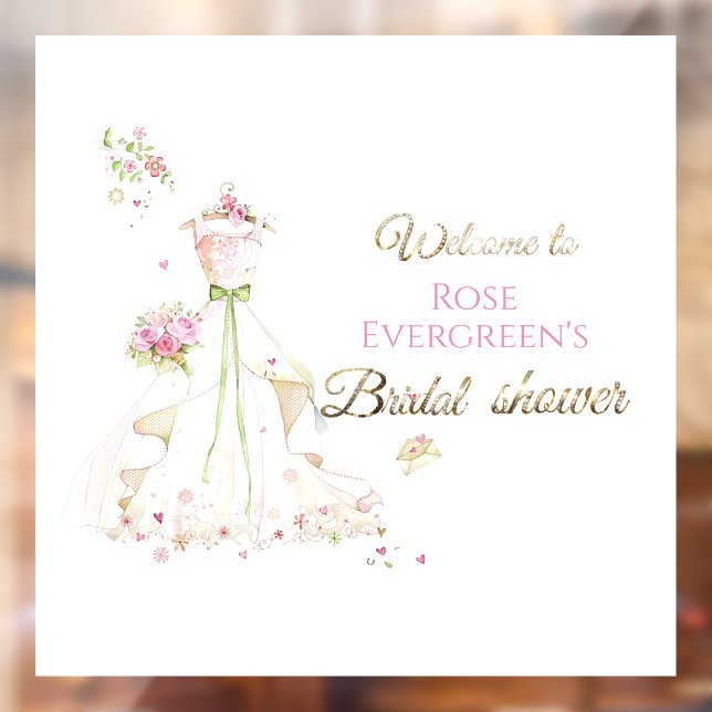 Custom Name Blushing Bride in Bloom Bride to Be Fensteraufkleber (Blatt 2)