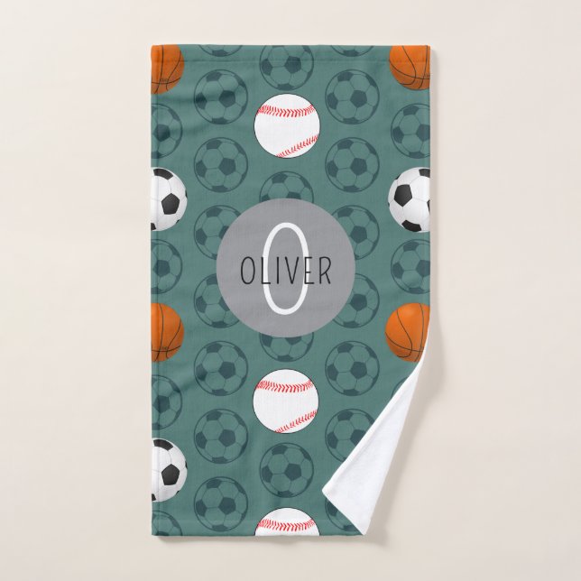 Custom Name Boys Cute Sports Soccer Pattern Kids Handtuch (Handtuch)