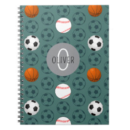 Custom Name Boys Sports Soccer Pattern Kids School Notizblock