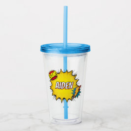 Custom Name Boys Superhero  Acryltrinkbecher