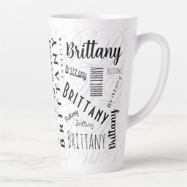 Custom Name Brittany Black White Milchtasse