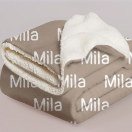 Custom Name Brown Cozy Blanket Gift for Her or Him Sherpadecke