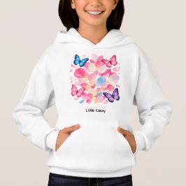 Custom Name Butterfly & Flower Kids Hoodie