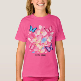 Custom Name Butterfly & Flower Kids T-Shirt