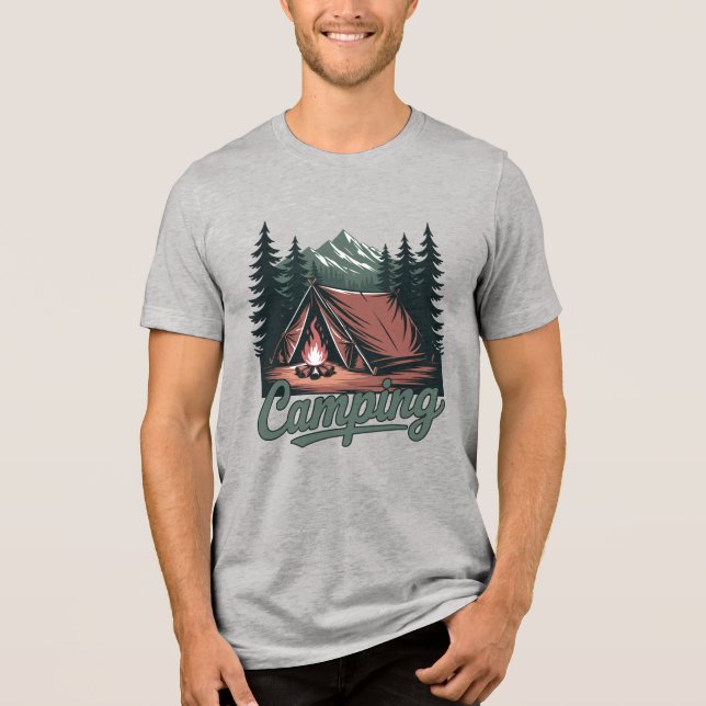 Custom Name Camping Tri-Blend Shirt (Vorderseite)