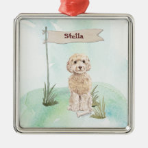 Custom Name Champagne Cockapoo Pet Dog