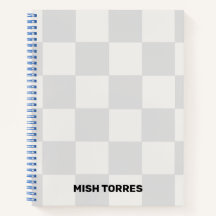 Custom Name Checkered Spiral Notebook