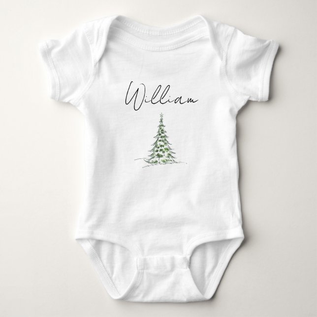 Custom Name Christmas Baby Romper 1st Xmas William Strampler (Vorderseite)