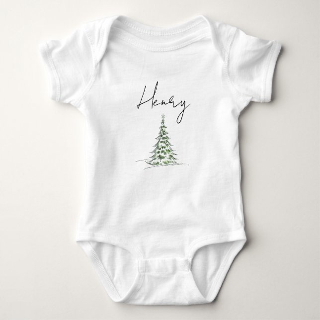 Custom Name Christmas Baby Romper First Xmas Henry Strampler (Vorderseite)