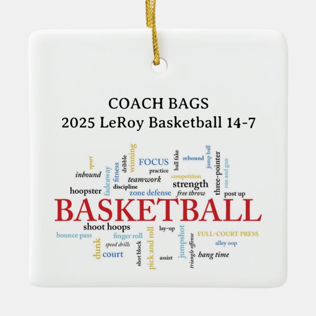 Custom Name Coach Word Cloud Keramikornament (Vorderseite)