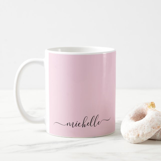 Custom Name Color Blush Pink Calligraphy Script Kaffeetasse (Mit Donut)