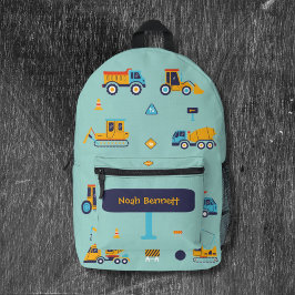 Custom Name Construction Vehicles Bedruckter Rucksack