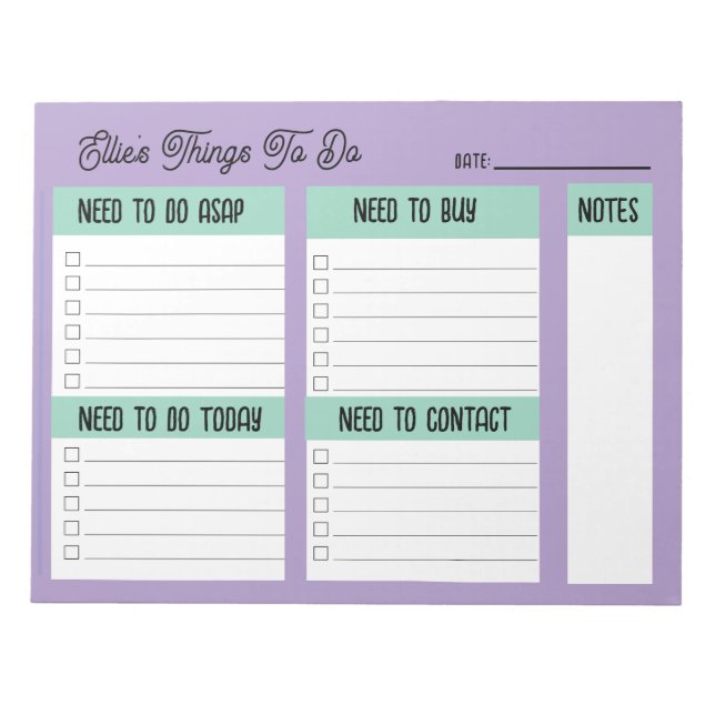 Custom Name Coworker Gift Check List Notizblock (Vorderseite)