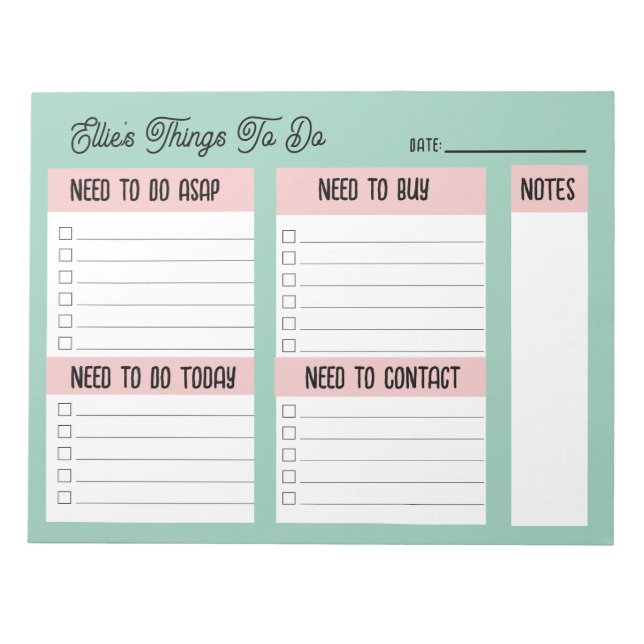 Custom Name Coworker Gift Check List Notizblock (Vorderseite)