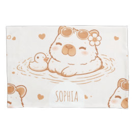 Custom Name Cute Capybara With Sunglasses Kids Kissenbezug