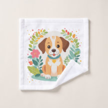 Custom Name Cute Floral Dog Puppy Kids