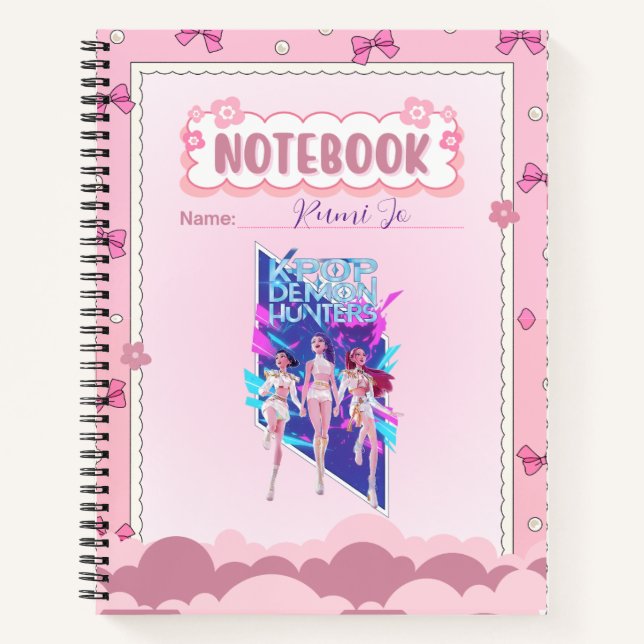 Custom Name Cute Pink Kpop Inspired Notebook  Notizbuch (Vorderseite)