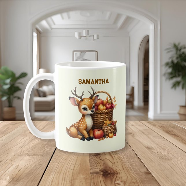 Custom Name Deer with Autumn Harvest Mug Kaffeetasse (Von Creator hochgeladen)