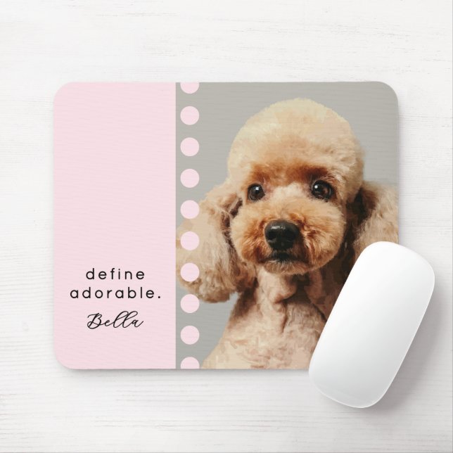 Custom Name Dog Funny Saying Photo Pastel Pink Mousepad (Mit Mouse)