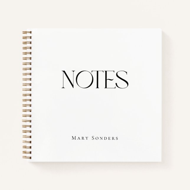 Custom Name Elegant Minimal Notes Notizbuch (Vorderseite)