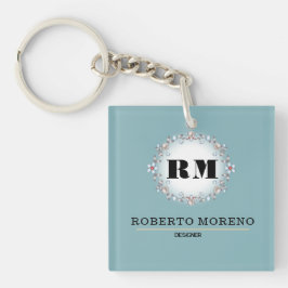 Custom name engraved blue schlüsselanhänger