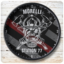 Custom NAME Firefighter Fire Department Station Große Wanduhr