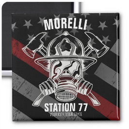 Custom NAME Firefighter Fire Department Station Magnet