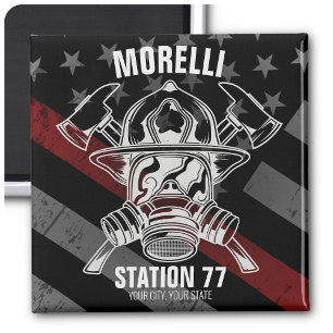 Custom NAME Firefighter Fire Department Station Magnet