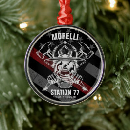 Custom NAME Firefighter Fire Department Station Ornament Aus Metall