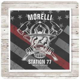 Custom NAME Firefighter Fire Department Station Serviette