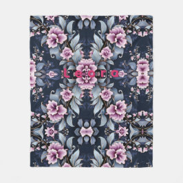 Custom Name Floral Fleece Blanket Cute Aesthetic 