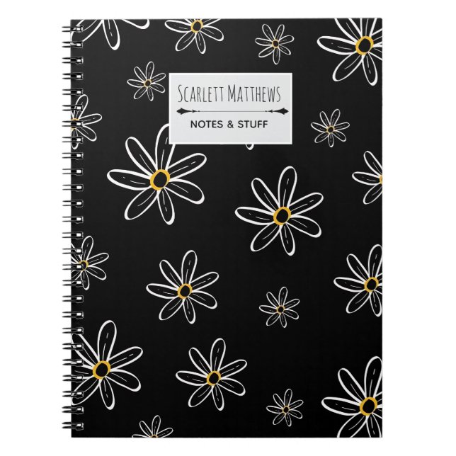 Custom Name Floral Notebook Notizblock (Vorderseite)