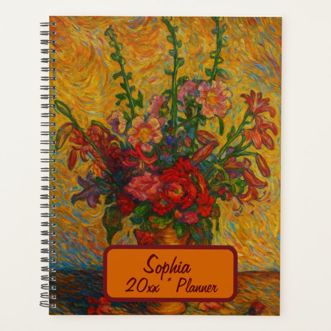 Custom Name  Floral Planner Planer (Vorderseite)