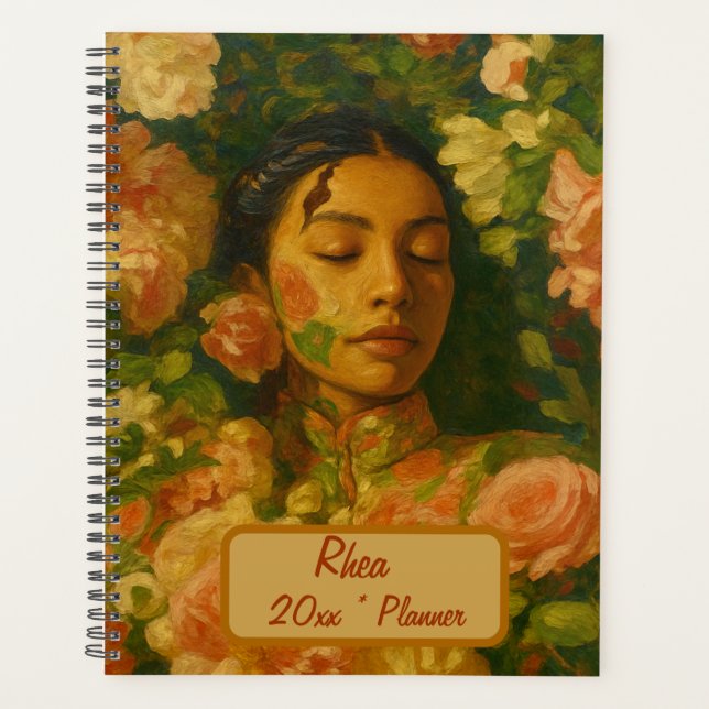 Custom Name  Floral Planner Planer (Vorderseite)