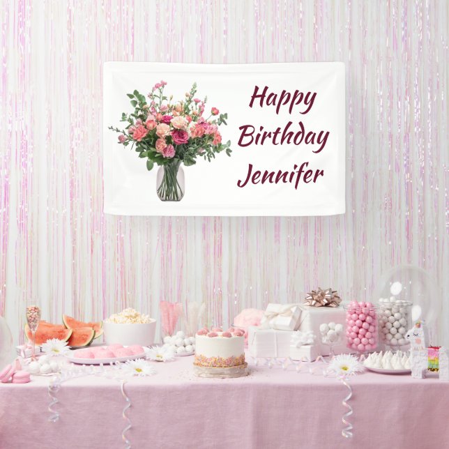 Custom Name Flower Floral Bouquet Banner (Party)
