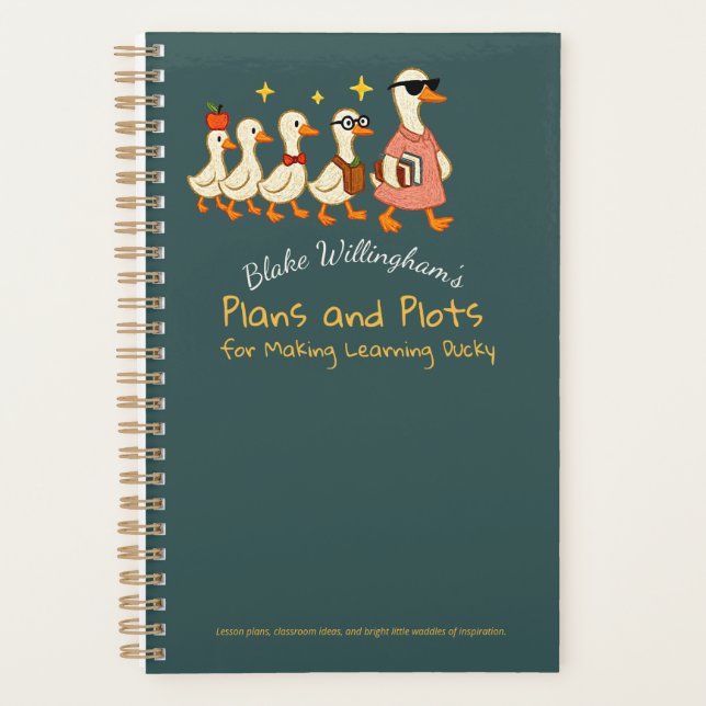 Custom Name Fun Cool Teacher Goose Planner Planer (Vorderseite)