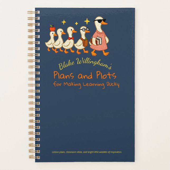 Custom Name Fun Cool Teacher Goose Planner Planer (Vorderseite)
