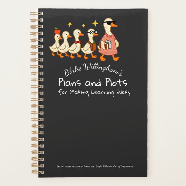 Custom Name Fun Cool Teacher Goose Planner Planer (Vorderseite)