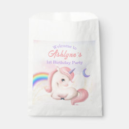 Custom Name Girls Pastel Rainbow Unicorn Geschenktütchen