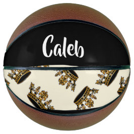 Custom name gold crown pattern basketball
