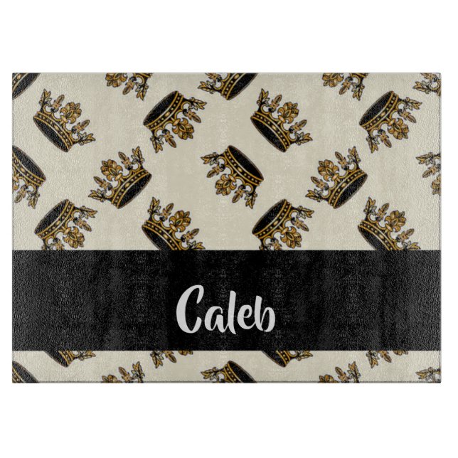 Custom name gold crown pattern schneidebrett (Vorderseite)