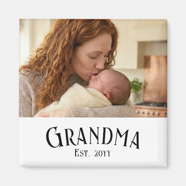 Custom Name Grandma Est Year Photo Gift Magnet (Vorne)