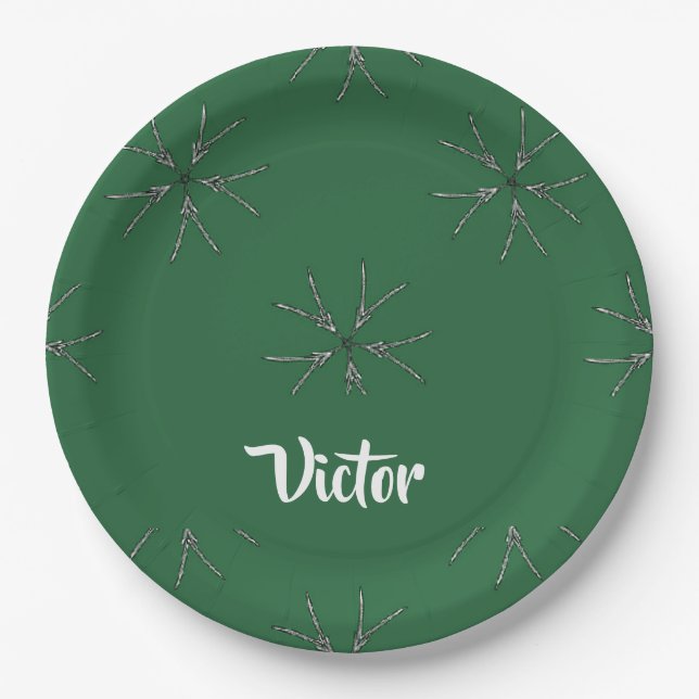Custom name green bloom pappteller (Vorderseite)